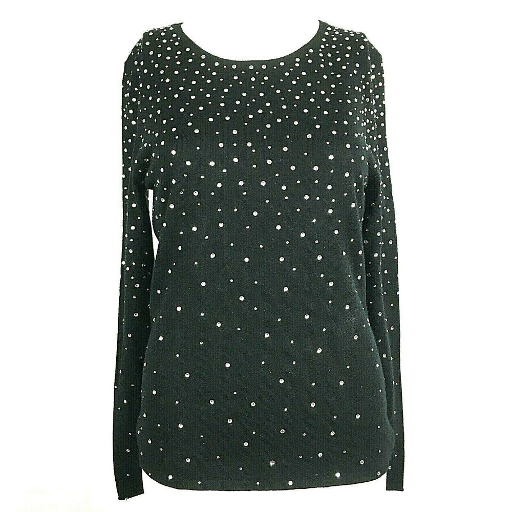 Replica Los Angeles Sweater Womens Sz S Black Rhinestone Studded 100% Cashmere
